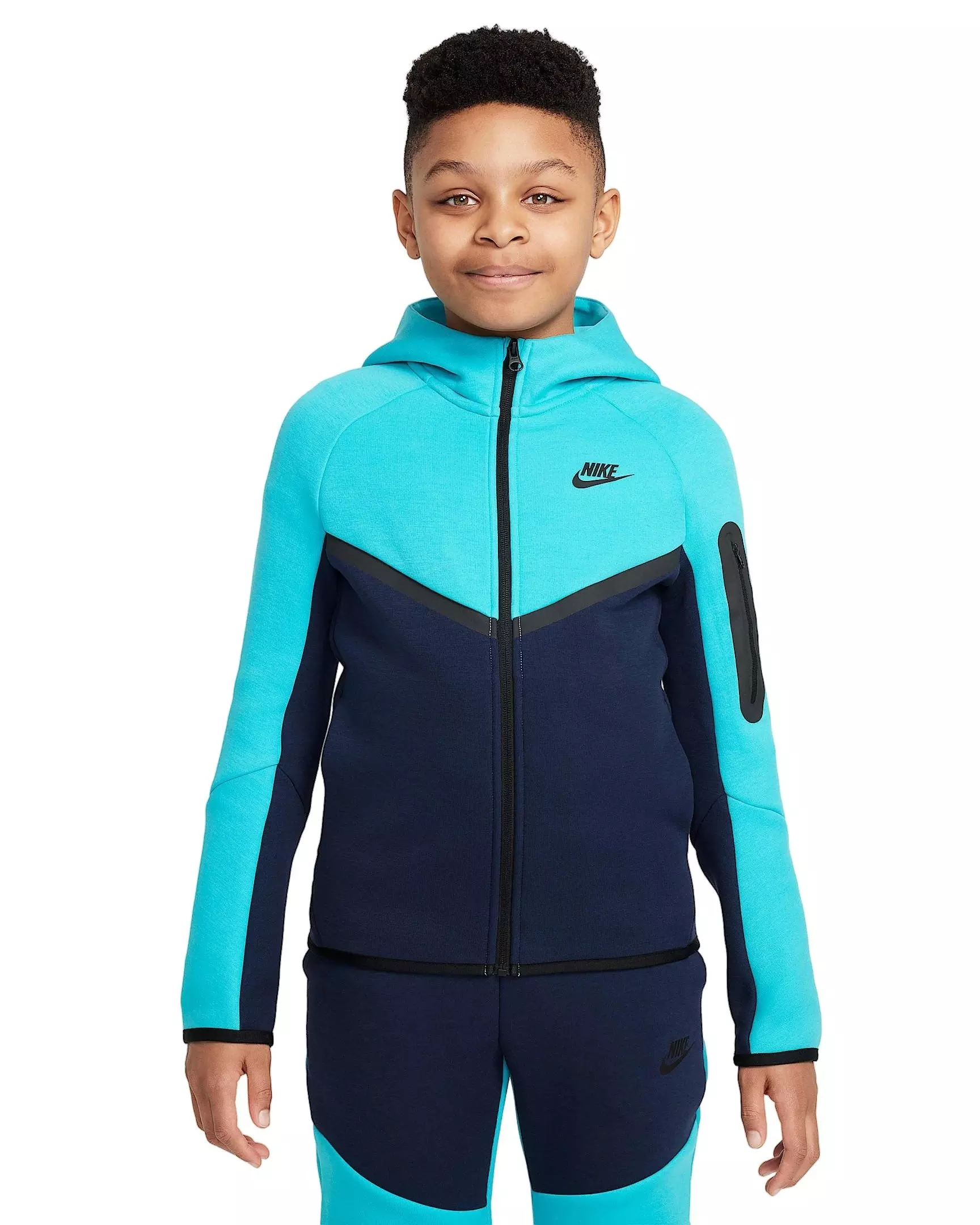 Nike Sportswear Tech Fleece Big Boys' Hooded Jacket - Blue